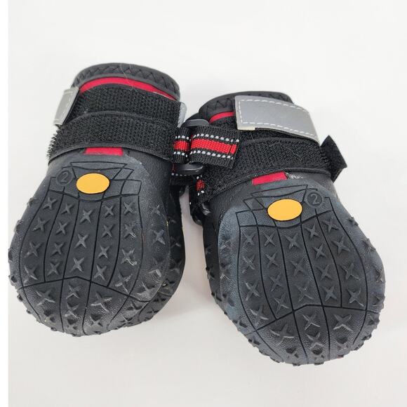 QUMY Red & Black Dog Booties with Rubber Sole – Size 2 (Set of 4) - Picture 5 of 6